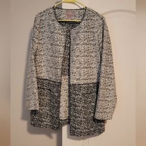 Chicos, size 1, black and white jacket, detailing on neck.